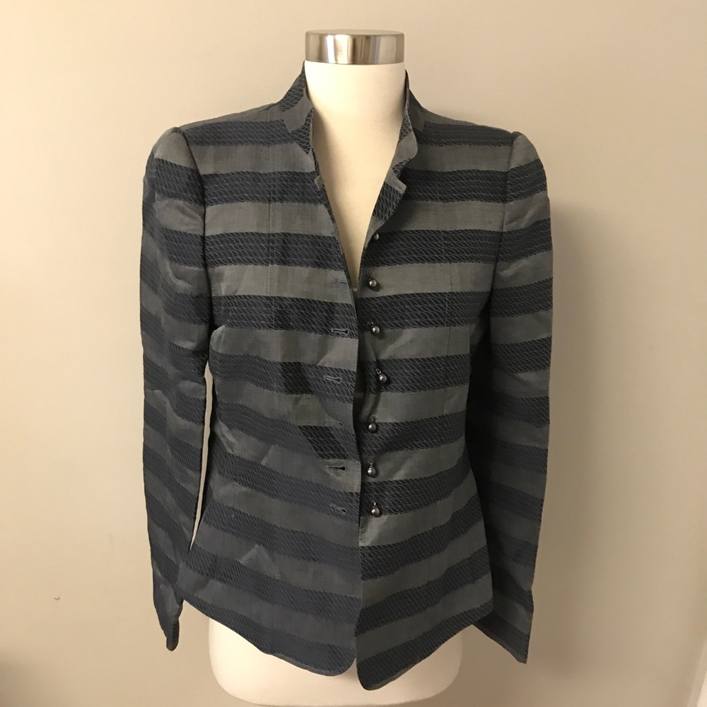 Giorgio Armani stripped jacket gold buttons